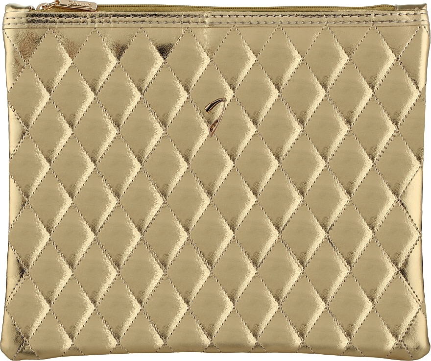 Косметичка стёганая большая, золотистая - Janeke Golden Quilted Pouch — фото N1