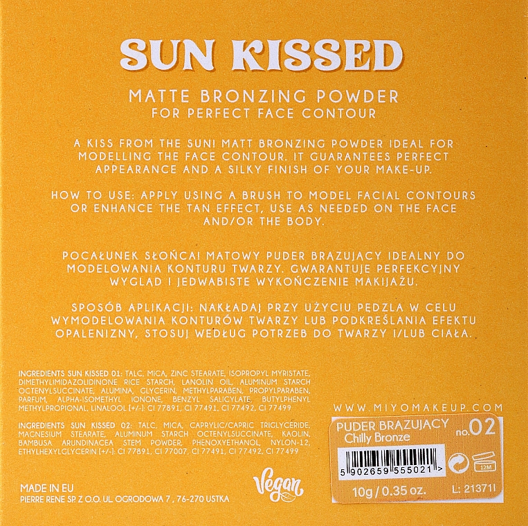 Пудра бронзирующая - Miyo Sun Kissed Matt Bronzing Powder — фото N6