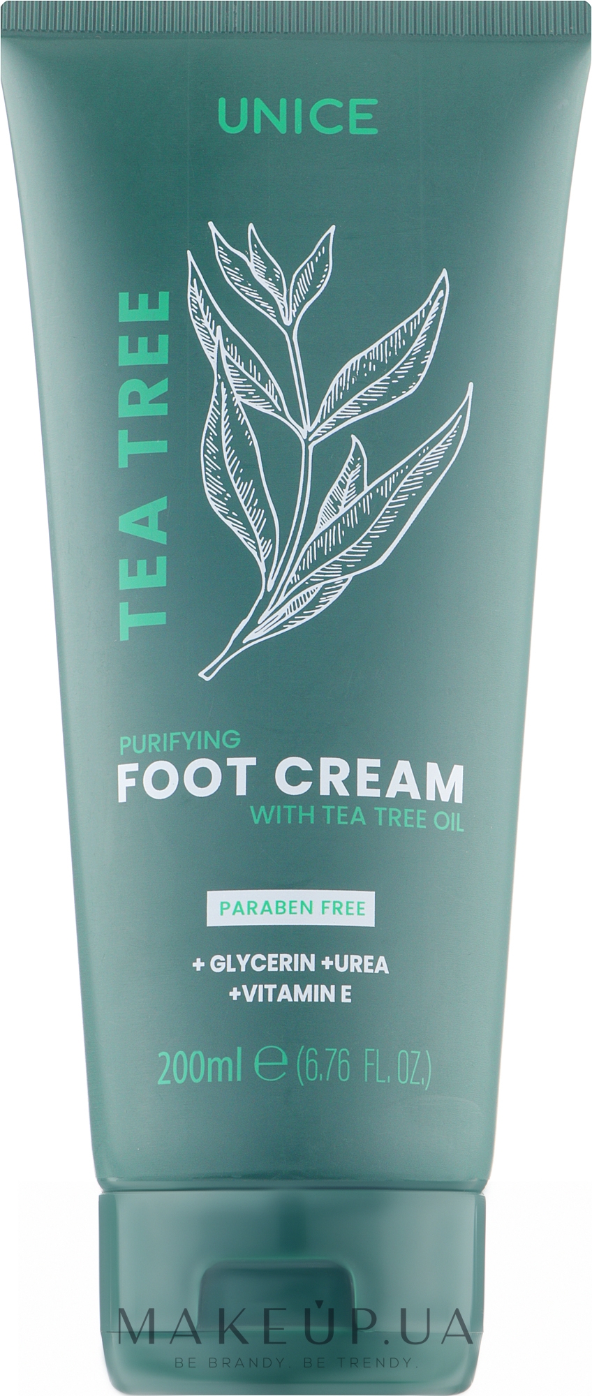 Крем для ног с маслом чайного дерева - Unice Tea Tree Purifying Foot Cream — фото 200ml