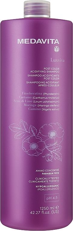 Шампунь-постколор для фарбованого волосся - Medavita Luxviva Post Color Acidifying Shampoo — фото N1