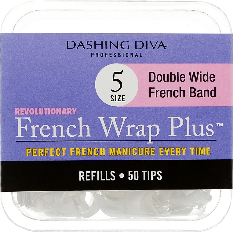 Типсы широкие "Френч Смайл+" - Dashing Diva French Wrap Plus Double Wide White 50 Tips (Size-5) — фото N1