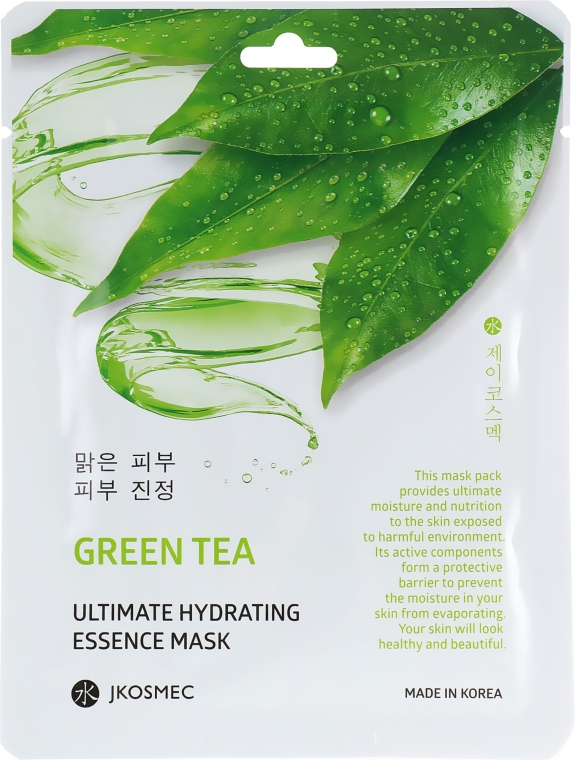 Тканинна зволожувальна маска з екстрактом зеленого чаю - Jkosmec Green Tea Ultimate Hydrating Essence Mask
