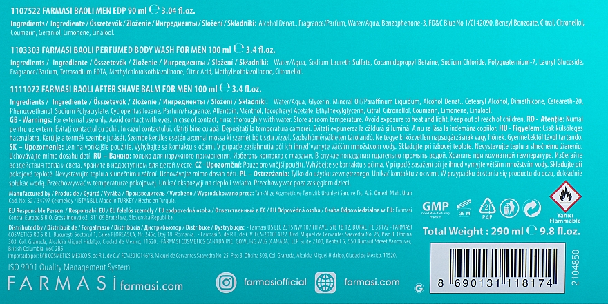 Farmasi Baoli - Набор (edp/90ml + b/lot/100ml + gel/100ml) — фото N4