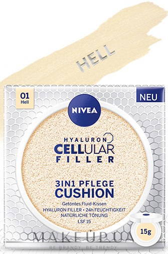 Тональний кушон - NIVEA Hyaluron Cellular Filler 3in1 Care Cushion SPF 15 — фото 01