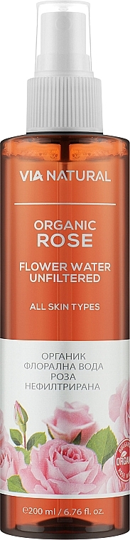 Гідролат троянди - BioFresh Via Natural Organic Rose Flower Water Unfiltered — фото N1