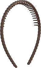 Обруч для волосся пластиковий, "Косичка", Pf-288, коричневий - Puffic Fashion — фото N1