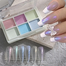 Набір пудри для нігтів із дзеркальним ефектом, 6 кольорів - Deni Carte — фото N4