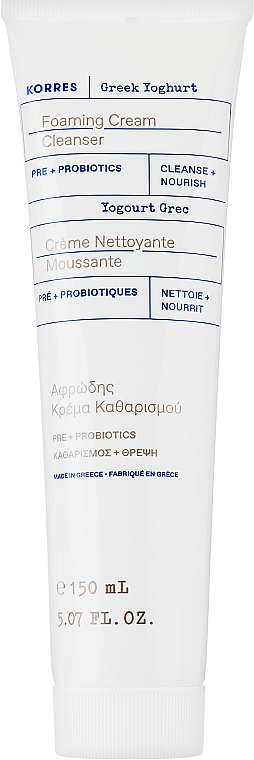Крем-пенка для умывания с пробиотиками - Korres Greek Yoghurt Foaming Cream Cleanser Pre+ Probiotics — фото N1
