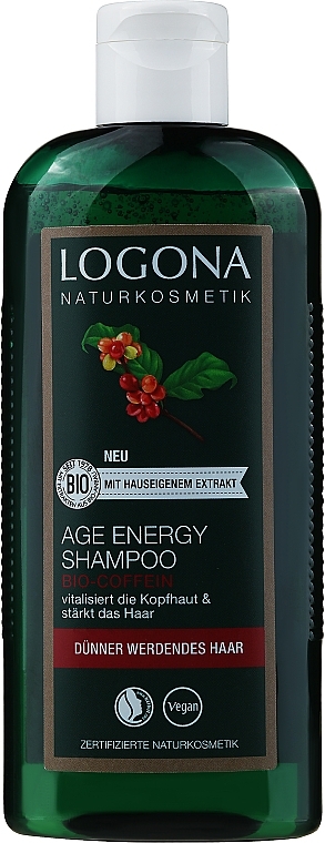 Шампунь для волос с возрастными изменениями с кофеином "Укрепление и Рост" - Logona Hair Care Age Energy Shampoo — фото N1