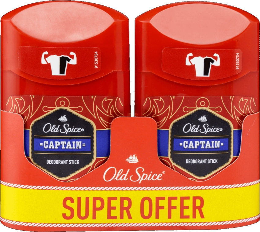 Твердый дезодорант, 2x50ml - Old Spice Captain Stick — фото N1