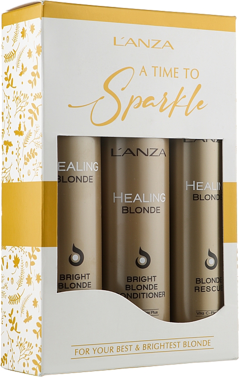Набор - L'anza Healing Blonde Holiday Trio Box 2020 (sh/300ml + cond/250ml + h/cr/150ml) — фото N3