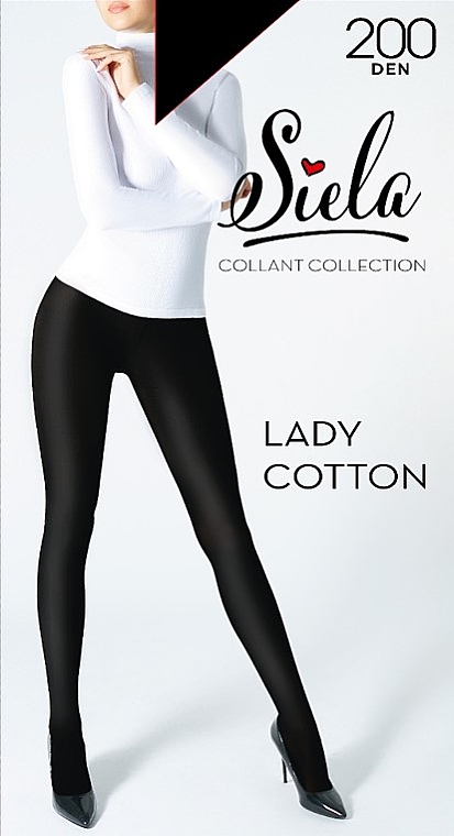 Колготки жіночі "Lady Cotton", 200 Den, nero - Siela