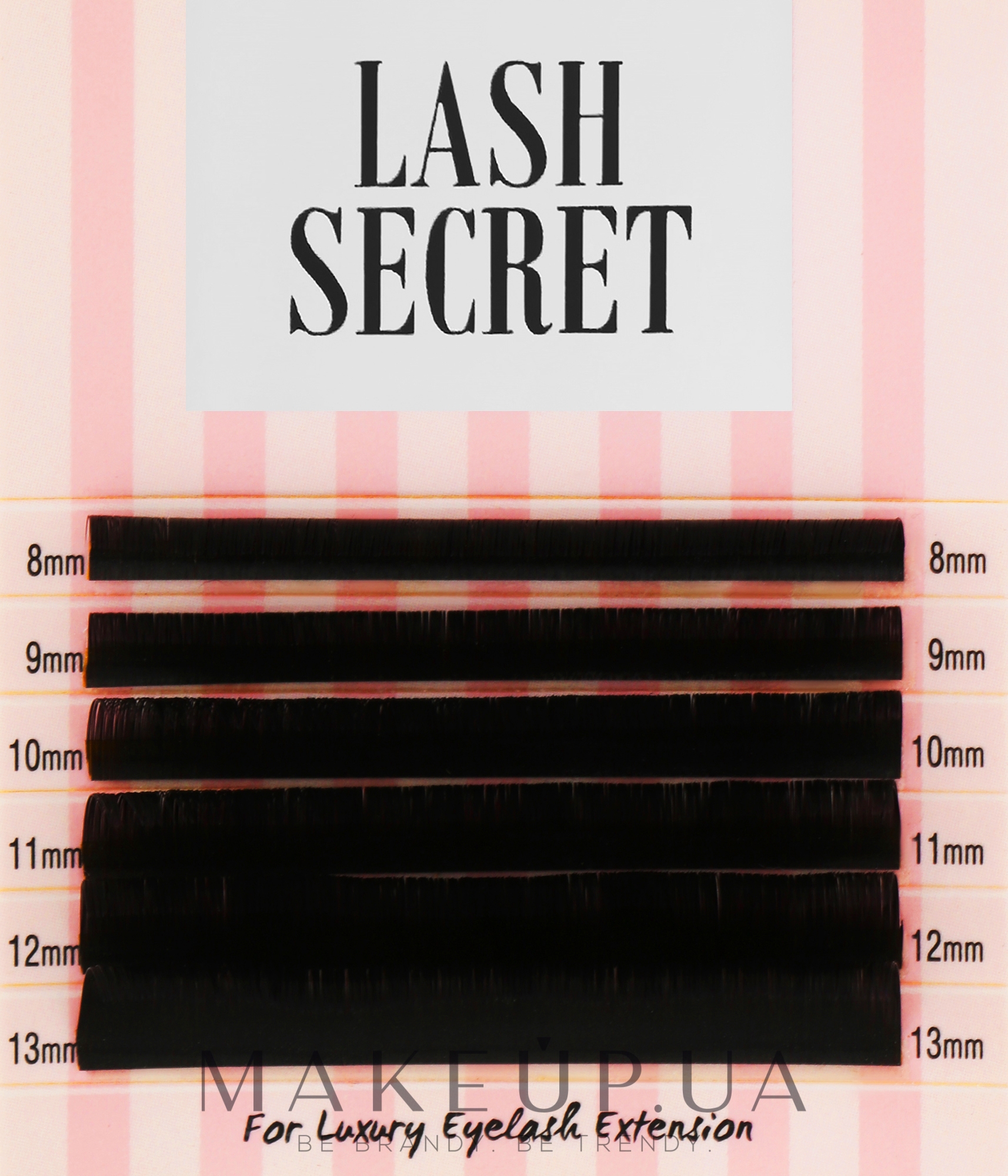 Накладні вії, чорні, мікс, 6 ліній (0.07, D, (8-13)) - Lash Secret — фото 1уп