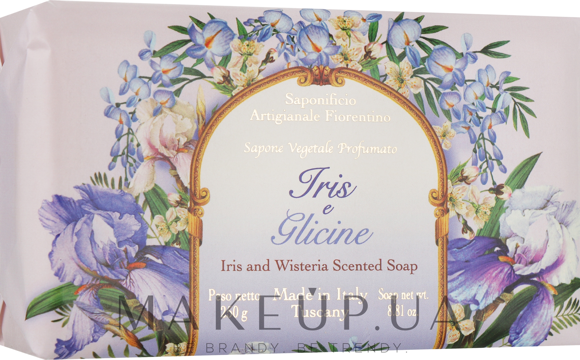 Натуральное мыло «Ирис и Глициния» - Saponificio Artigianale Fiorentino Iris And Wisteria Soap — фото 250g