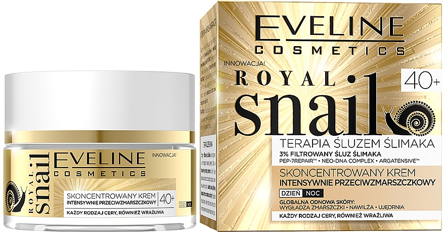 Крем-концентрат против морщин с муцином улиток - Eveline Cosmetics Royal Snail 40+
