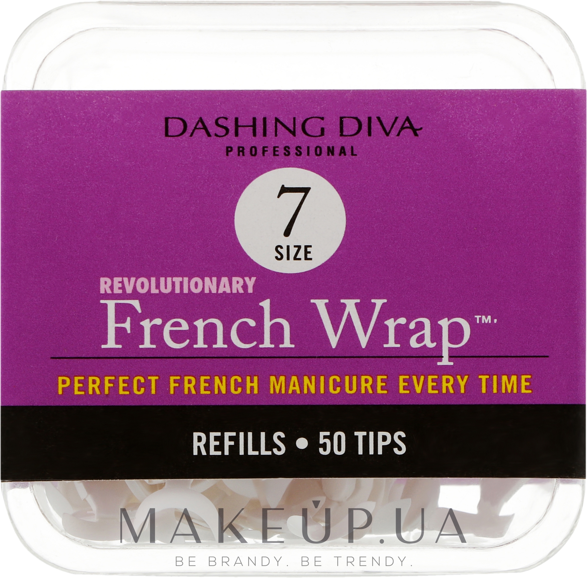 Типсы узкие "Френч Смайл" - Dashing Diva French Wrap White 50 Tips (Size-7) — фото 50шт