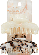 Парфумерія, косметика Набір затискачів для волосся, 2 шт. - Revolution Haircare Acetate Claw Clip Tortoiseshell/ Ivory