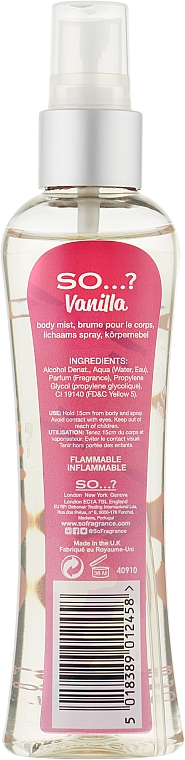 Спрей для тела - So…? Vanilla Body Mist — фото N4