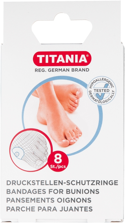 Захисний бандаж для шишок на пальцях ніг, 8шт - Titania Bandages Bunions — фото N1
