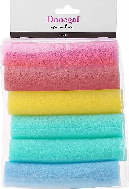 Бигуди-папильотки, широкие, 9253 разноцветные, 6 шт, вариант 1 - Donegal Sponge Rollers — фото N1