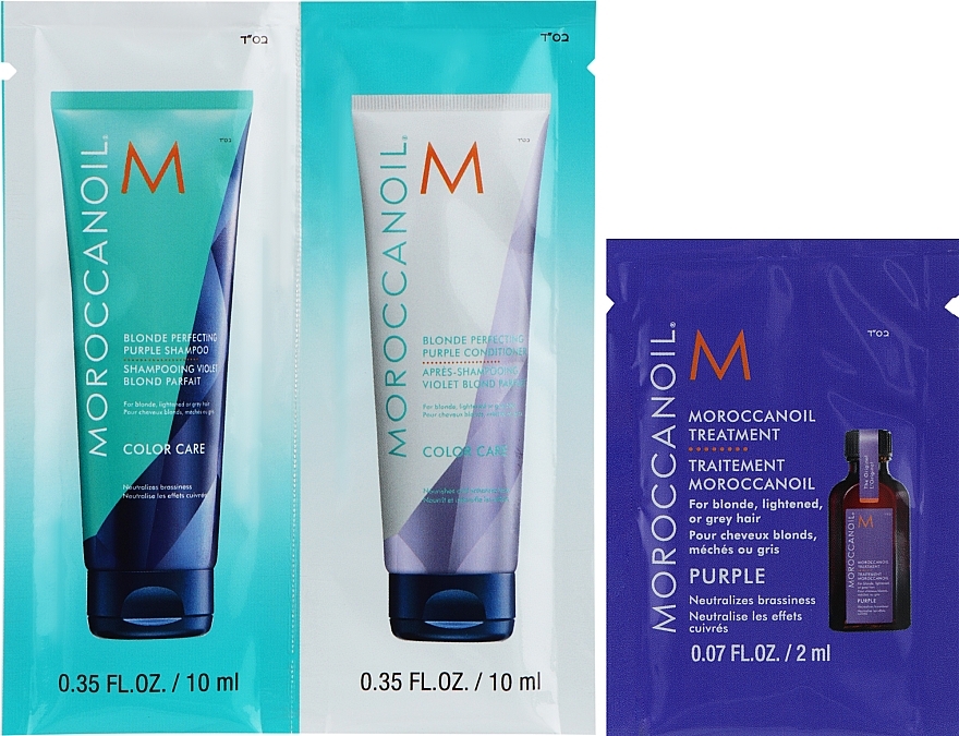 Набор - Moroccanoil Brilliant Blonde Purple Trio Kit( shm/10ml + cond/10ml + oil/2ml) — фото N1