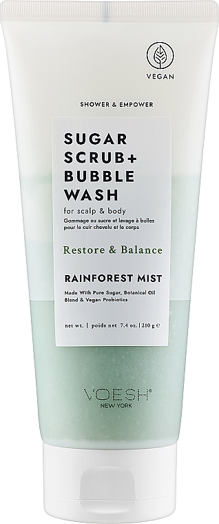 Сахарный скраб для кожи головы и тела "Тропический лес" - Voesh Sugar Scrub+Bubble Wash Rainforest Mist — фото N1