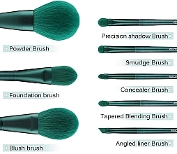 Набір пензлів для макіяжу, 8 шт. - Eigshow Beauty Jade Green Brush Kit With Bag — фото N4