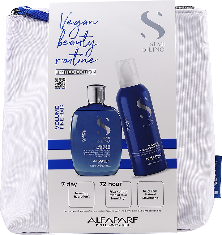 Набор - Alfaparf Semi Di Lino Volume (shampoo/250ml + cond/200ml + bag) — фото N1