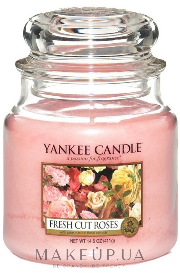 Ароматическая свеча "Свежесрезанные розы" в банке - Yankee Candle Fresh Cut Roses — фото 411g