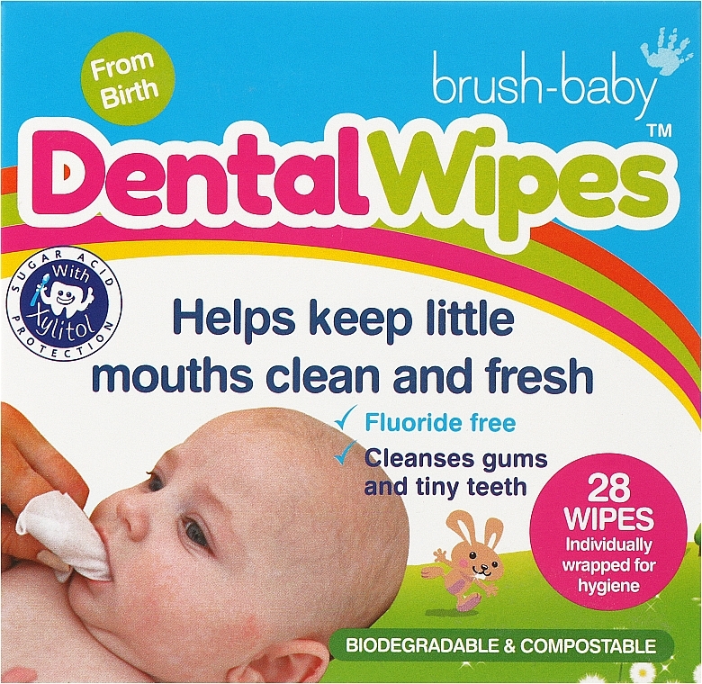 Одноразовые детские дентальные салфетки "DentalWipes" - Brush-Baby — фото N1