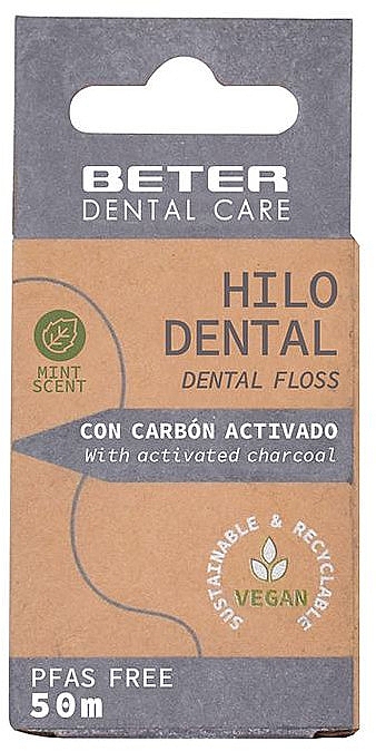 Зубна нитка, 50 м - Beter Dental Care Activated Charcoal Dental Floss — фото N1