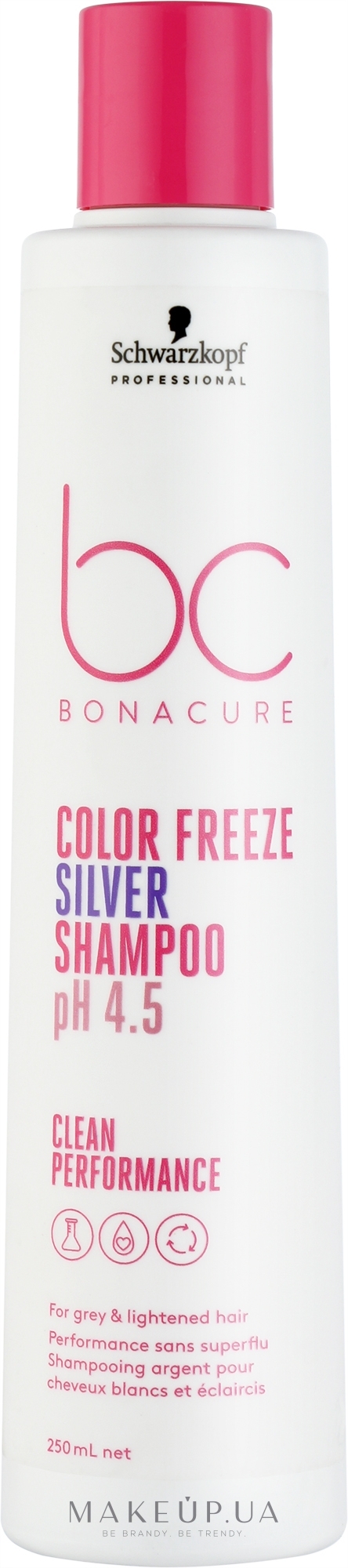 Шампунь для седых и осветленных волос - Schwarzkopf Professional Bonacure Color Freeze Silver Shampoo pH 4.5 — фото 250ml