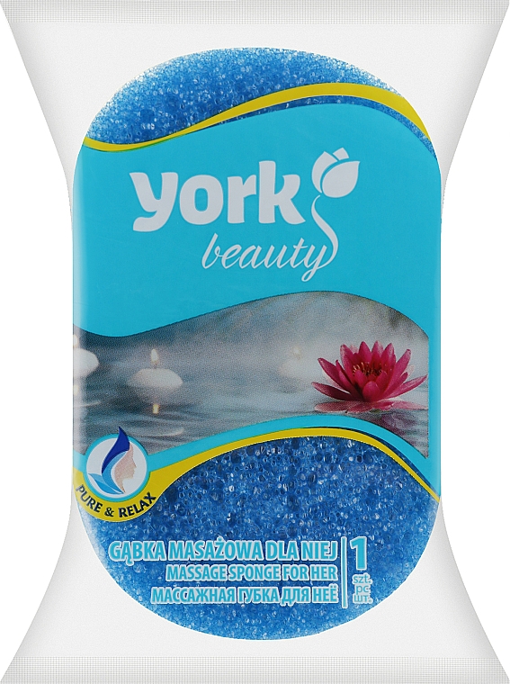 Губка для ванны и массажа "Для неё", синяя - York — фото N1