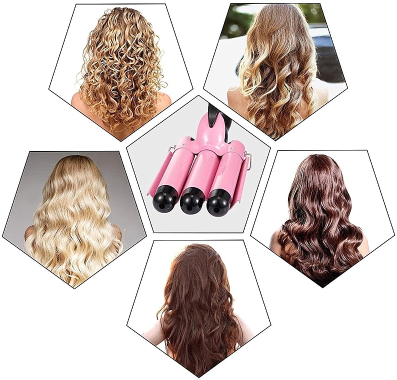 УЦІНКА Потрійна плойка хвиля, 25 см, рожева - Aimed Wave Hair Curler * — фото N9