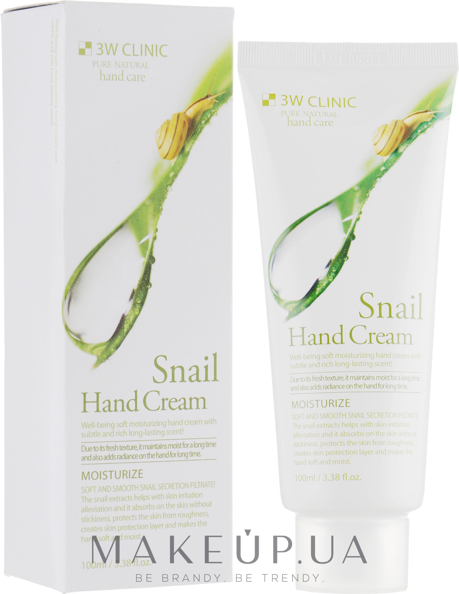 Крем для рук, з равликом "Регенерація і гладкість" - 3W Clinic Snail Hand Cream — фото 100ml