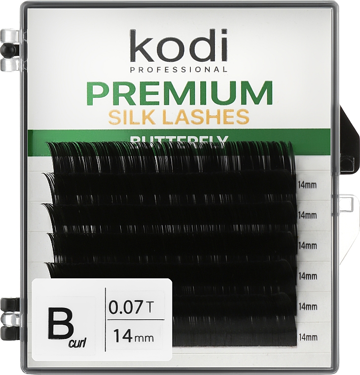 Накладные ресницы Butterfly Green B 0.07 (6 рядов: 14 мм) - Kodi Professional — фото N1
