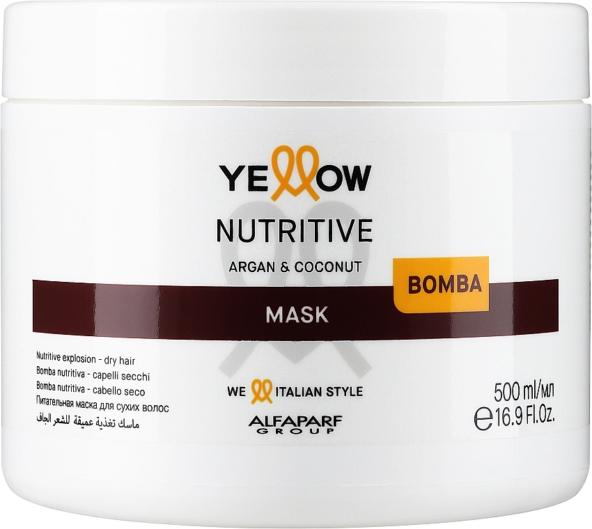 Питательная маска для волос - Yellow Nutrive Argan & Coconut Mask — фото N1