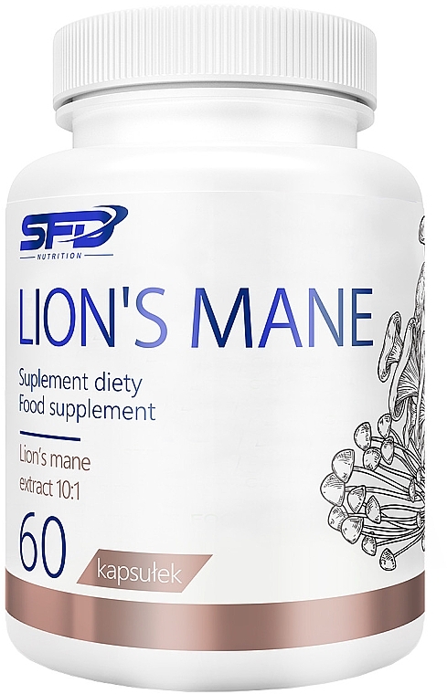 Пищевая добавка для улучшения памяти и концентрации, в капсулах - SFD Nutrition Lion's Mane — фото N1