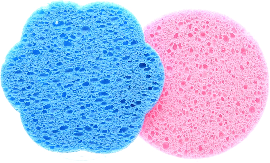 Спонж для умывания целюлоза, "Цветок + круг" голубой + розовый - Cosmo Shop — фото N1