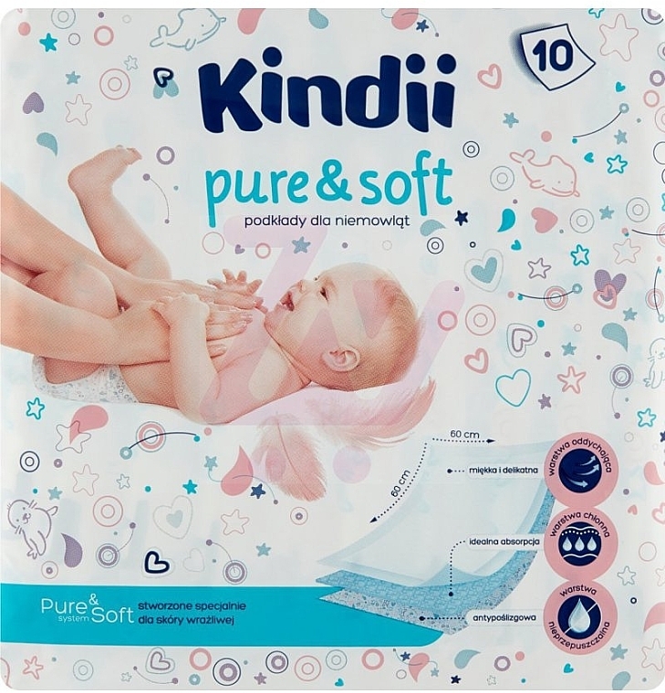 Дитячі пелюшки Pure&Soft, 10 шт. - Kindii — фото N1