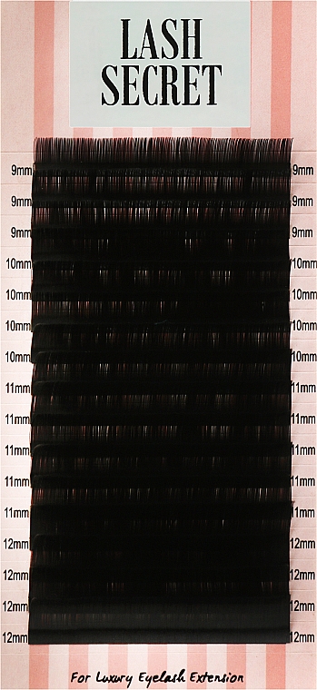 Накладные ресницы, черные, 16 линий (mix, 0.07, C, 9-12) - Lash Secret — фото N1