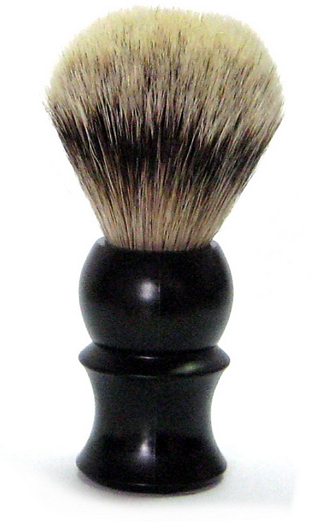 Помазок для гоління з ворсом борсука, зі срібним наконечником, пластик, чорний, матовий - Golddachs — фото N1
