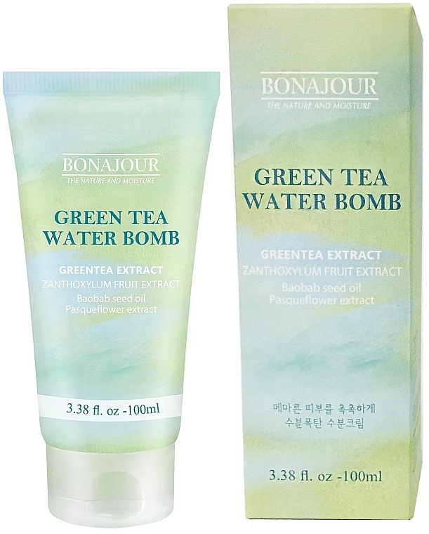 Інтенсивно зволожувальний заспокійливий крем - Bonajour Green Tea Water Bomb Cream — фото N2