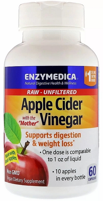 Пищевая добавка "Яблочный уксус" - Enzymedica Apple Cider Vinegar — фото N1