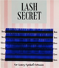 Накладні вії, сині, mix, 6 ліній (0,1, D, (8-13)) - Lash Secret — фото N1