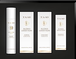 Духи, Парфюмерия, косметика Набор - T-LAB Professional Blond Ambition (shmp/250ml + cond/250ml + serum/130ml + h/spr/300ml)