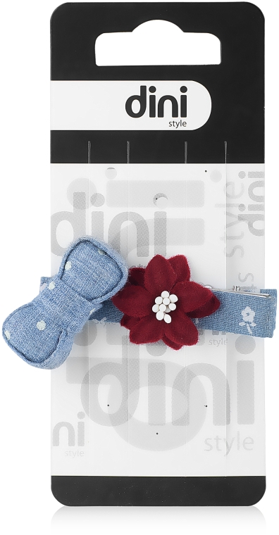 Затискач для волосся "Бантик із квіткою", d-530 - Dini Hand Made — фото N1