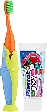 Набір дитячий "Акула", помаранчева щітка + жовто-бузкова акула + жовтий чохол - Pierrot Kids Sharky Dental Kit (tbrsh/1шт. + tgel/25ml + press/1шт.) — фото N2