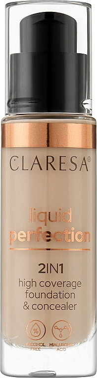 Тональна основа для обличчя - Claresa Liquid Perfection 2in1 High Coverage Foundation & Concealer — фото N1