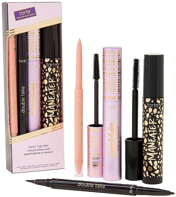 Набор - Tarte Cosmetics Tarte Top Hits Mascara & Liner Quad (mascara/9ml + mascara/8ml + eye/high/0,2g + eye/liner/0,5ml) — фото N1